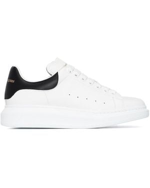 McQueen Calfskin Leather Trainers With Contrast Heel - White