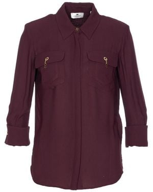 Elisabetta Franchi Bordeaux Shirt Frontal Buttons Closure - Purple
