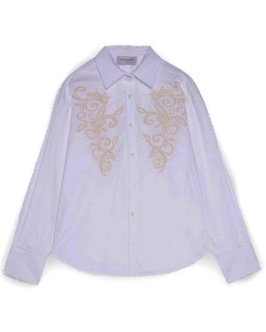 ERMANNO FIRENZE Shirt With Embroidery - Purple