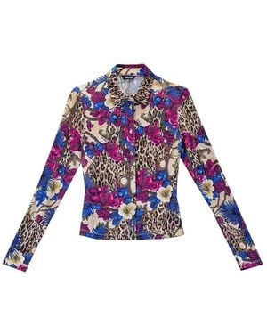 Just Cavalli Flowers Leopard Shirt - White