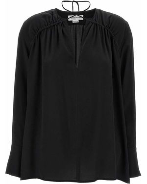 Victoria Beckham Gather Detail Tie Blouse - Black