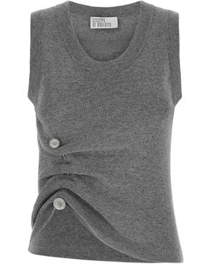GIUSEPPE DI MORABITO Jewel Brooch Top - Grey