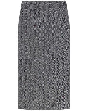 Givenchy Herringbone Cotton Midi Skirt - Grey