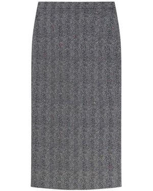 Givenchy Herringbone Cotton Midi Skirt - Grey