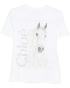 Chloé Printed Cotton T-Shirt - White