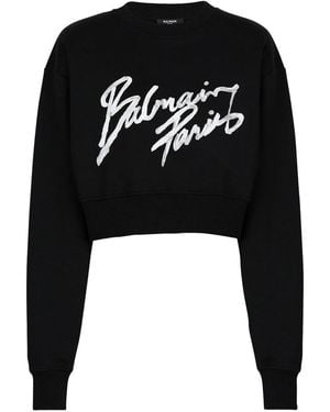 Balmain Felpa Corta Con Logo - Nero