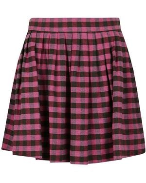 KENZO Pleated Check Mini Skirt - Red