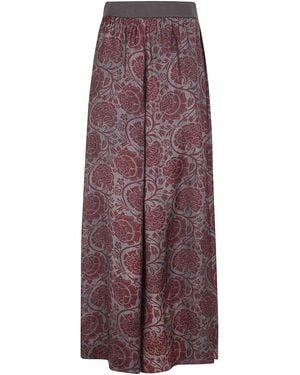 Uma Wang Pansy Floral High Rise Wide Leg Trousers - Purple