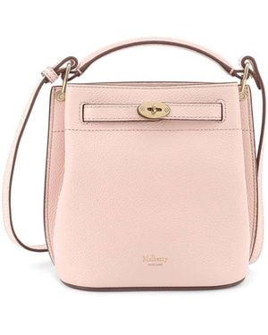 Mulberry Leather Bucket Bag With Logo - Pink