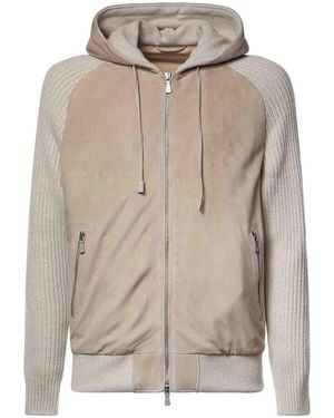 Eleventy Suede And Knit Jacket - Gray