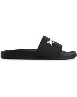 Balenciaga Political Campaign Pool Slides - Black