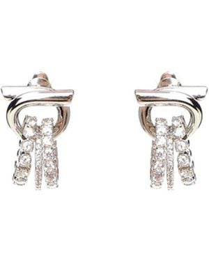 Ferragamo Gancini Earrings With Crystals - White