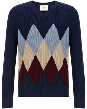 Ballantyne Argyle Pattern Jumper - Blue