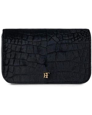 Elisabetta Franchi Crocodile-Effect Faux Leather Bag - Black
