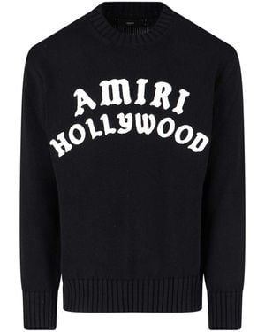 Amiri Ribbed Crewneck Jumper With Long Sleeves - Blue