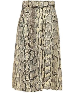 Dries Van Noten Sheraz Skirt With Jacquard Snake Print - Natural