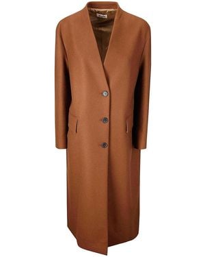 A.Bocca Cloth Collarless Coat - Brown