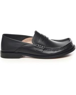 Loewe Campo Flap Back Loafers - Black