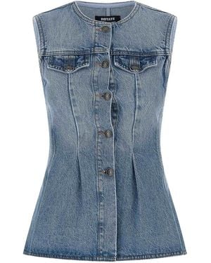 ROTATE BIRGER CHRISTENSEN Flared Denim Top - Blue