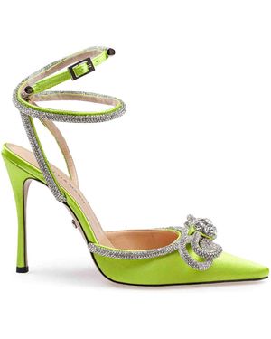 Mach & Mach Satin Double Bow Court Shoes - Green