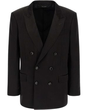 Tom Ford Tone-On-Tone Polka Dot Blazer - Black