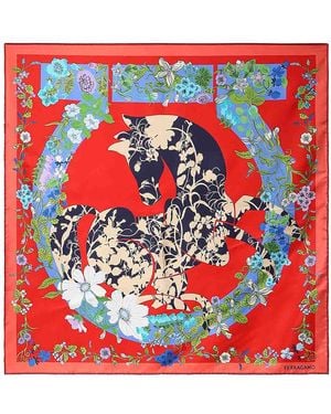 Ferragamo Printed Silk Scarf - Red