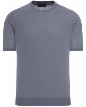 Nome Crew Neck Cotton Knitted T-Shirt - Grey