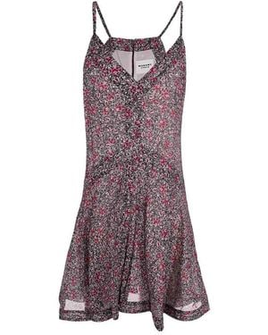 Isabel Marant Floral-Print Cotton Mini Dress - Purple