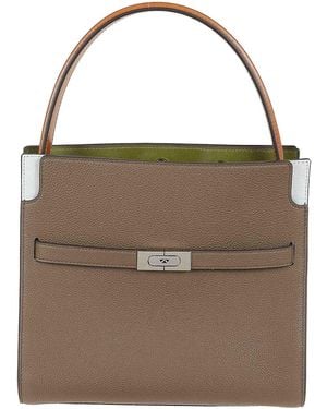 Tory Burch Lee Radziwill Pebbled Small Double Bag - Brown