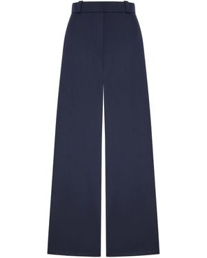 Giorgio Armani Wide-Leg Wool Tuxedo Trousers Without Pleats - Blue