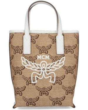 MCM Logo Tote Stock Exchange - Natural