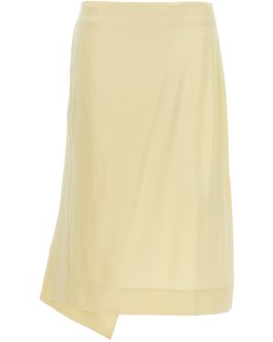 Jil Sander Satin Skirt With Side Slit - Yellow