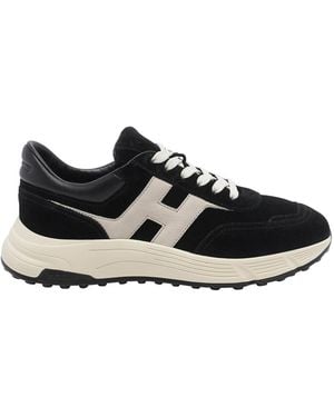 Hogan Hyperlight Suede Leather Sneakers With Chunky Sole - Black