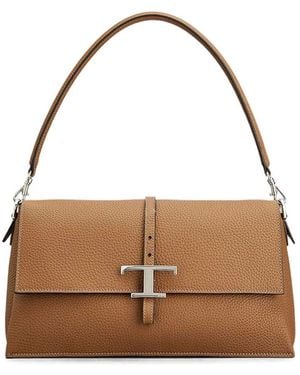 Tod's T Timeless Small Leather Flap Bag - Brown