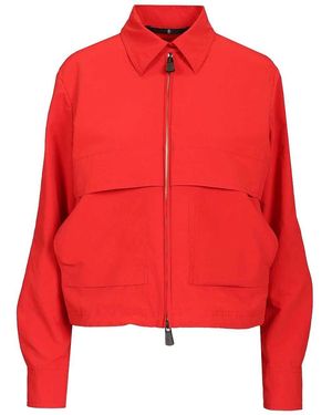 Moncler Canvas Overshirt With Embroidered Logo Polyester Shirt