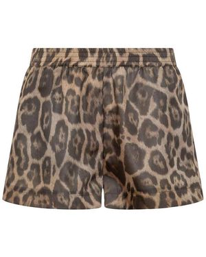 Stella McCartney Leopard Print Shorts - Brown