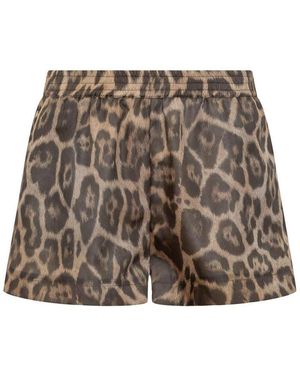 Stella McCartney Leopard Print Shorts - Brown