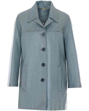Chloé Faded Leather Blazer - Blue