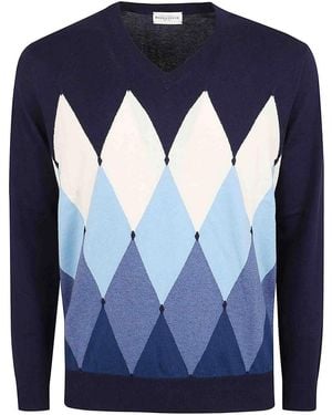 Ballantyne V Neck Pullover - Blu