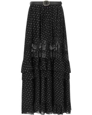 Self-Portrait 'black And Gold Chiffon Lace Maxi' Skirt