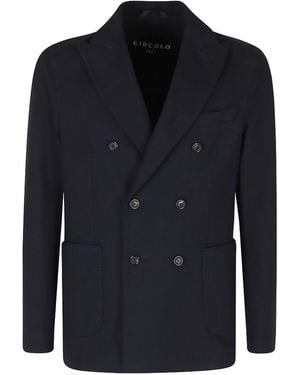 Circolo 1901 Double-Breasted Light Fleece Blazer - Blue