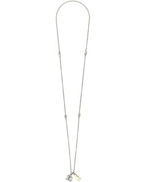Dolce & Gabbana Collana Con Goccia Con Logo - Bianco