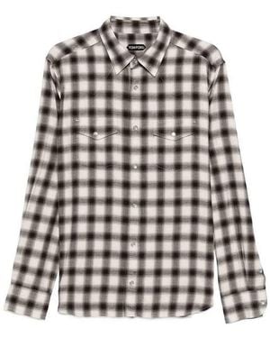 Tom Ford Cotton Blend Checked Shirt - White