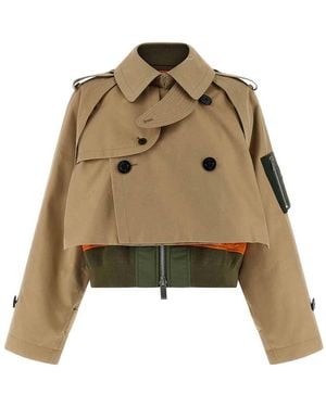 Sacai Double Layer Trench Coat - Natural