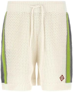 CASABLANCA Stripe Crochet Bermuda Shorts - Natural