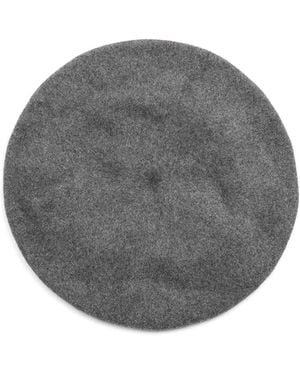 Maison Margiela Four Stitch-Logo Virgin Wool Beret - Gray