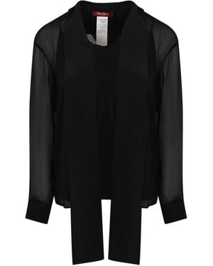 Max Mara Crotone Silk Scarf Blouse - Black