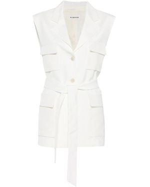 P.A.R.O.S.H. Pocket Belted Waistcoat - White