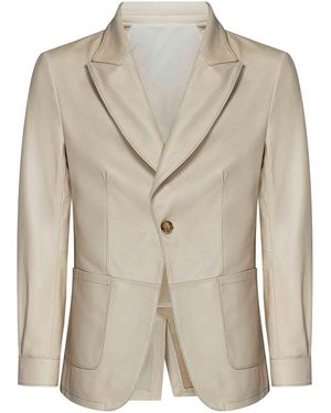 Franzese Collection Kangaroo Leather Single-Breasted Blazer - Natural