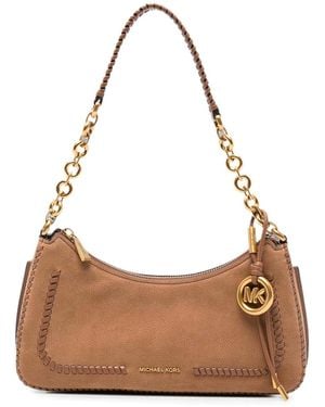 Michael Kors Leather Handbag With-Tone Charm - Brown